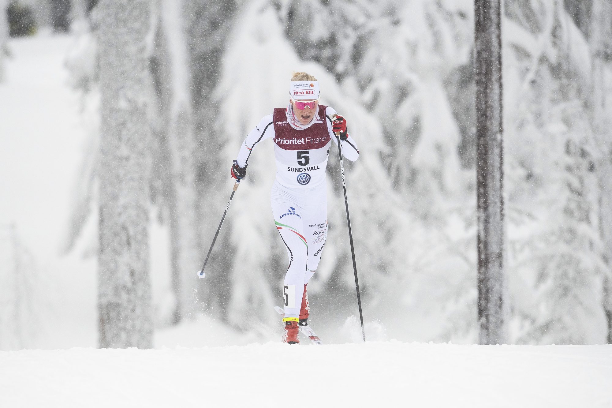 Lisa Vinsa, Piteå, tävlar i damernas 15km masstart under dag 7 av SM-veckan den 3 februari 2019 i Sundsvall.