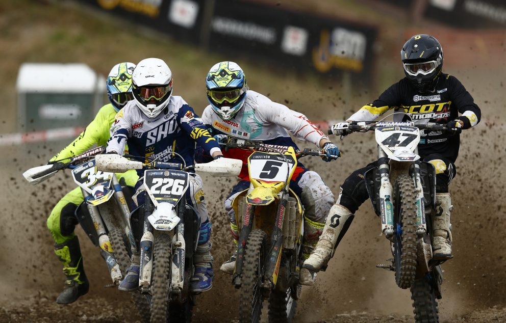 nton Lundgren, Haning, Kim Lindström, Järva och Pontus Jönsson, Sösdala i Sprint Motocross under dag 8 av SM-veckan den 13 juli 2016 i Norrköping.